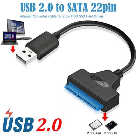 Usb Mongin 2 0เป็น Sata 22 Pin ฮาร์ดดิสก์สำหรับแล็ปท็อปไดรฟ์สายแปลงอะแดปเตอร์ Ssd Th