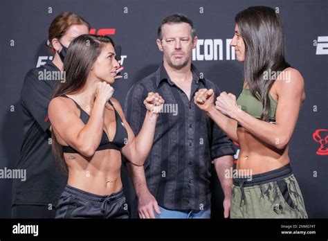 LAS VEGAS NV OCTOBER 8 Mackenzie Dern Left And Marina Rodriguez