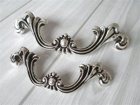 Shabby Chic Dresser Pull Drawer Pulls Door Handles Silver Black French