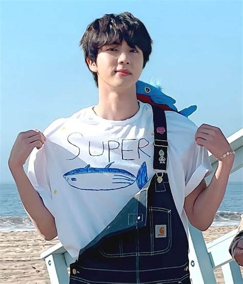 BTS Jin-Inspired White SUPER Tuna T-shirt – Kpop Uni