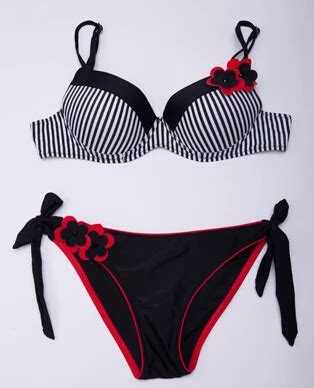 NEW Women Sexy Bikini Strip Under Wire Triangle Push Up Bikini Top With Shown Side Tie Bottom