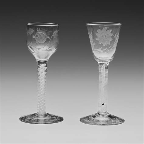 Bonhams Two Wine Glasses Of Possible Jacobite Significance Circa 1760