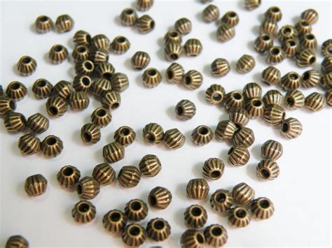 50 Corrugated Bicone Beads Antique Bronze Double Cone 35x4mm Nickel