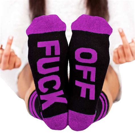 Women Men Fashion Fuck Off Funny Socks Sports Cotton Casual Long Socks