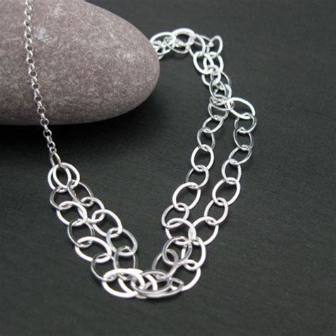 925 Sterling Silver Necklace Double Layers 16 24