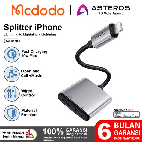 Jual MCDODO Converter Splitter IPhone Lightning Ke Dual Lightning