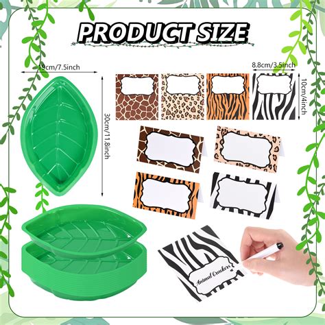 Bocaoying 12 Pcs Plastic Food Tray For Party Supplies Reusable Jungle Style Serving Tray