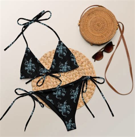 Octopus Print Recycled String Bikini Eco Octopus Bikini Etsy