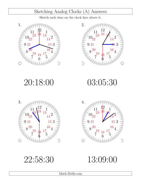 Sketching Time On 24 Hour Analog Clocks In 30 Second Intervals Large