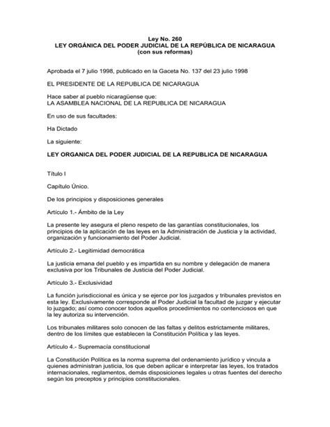 Ley Orgnica Del Poder Judicial De La Repblica De Nicaragua