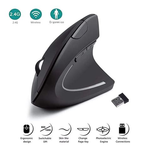 Dikey Fare Ergonomik Ghz Kablosuz Optik Fareler Ayarlanabilir Dpi