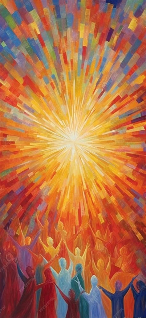 Premium AI Image | A painting of a sun with a burst of light coming out of it.