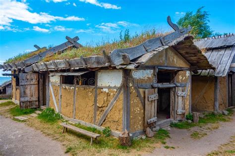 Wooden Huts At Foteviken Viking Museum In Sweden Stock Photo Image Of