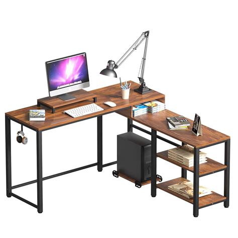 L Shaped Computer Desk with Storage Shelves - Homesbrand