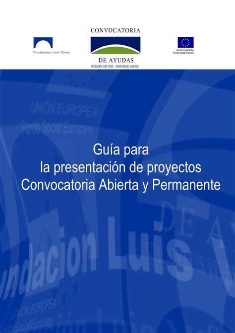 Pdf Gu A Para La Presentaci N De Proyectos Convocatoria Abierta Y