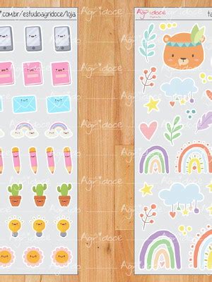 Cartela De Adesivos Para Planner Kawaii Compre Produtos