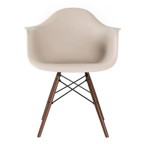 Kit 6 Cadeiras Charles Eames Eiffel Braços Daw Nude Bege Madeira Escura MadeiraMadeira