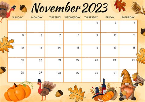 Thanksgiving 2023 Calendar