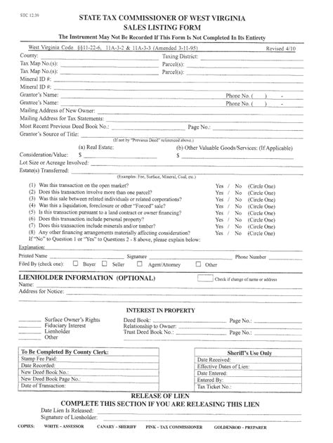 Wv Sales Listing Form Complete With Ease Airslate Signnow