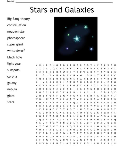 Stars And Galaxies Word Search Wordmint