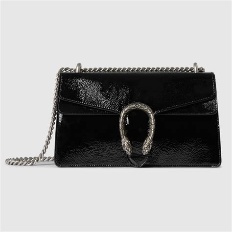 Sac Paule Dionysus Petite Taille En Cuir Verni Noir Gucci Fr