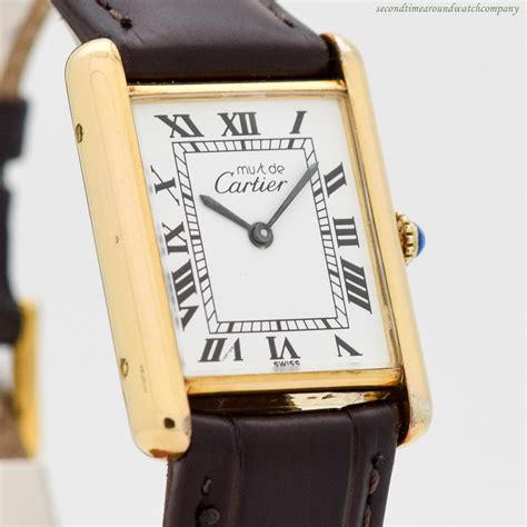 1990s Cartier Tank Must De 18k Yellow Gold Plated Mens Watch Orologio