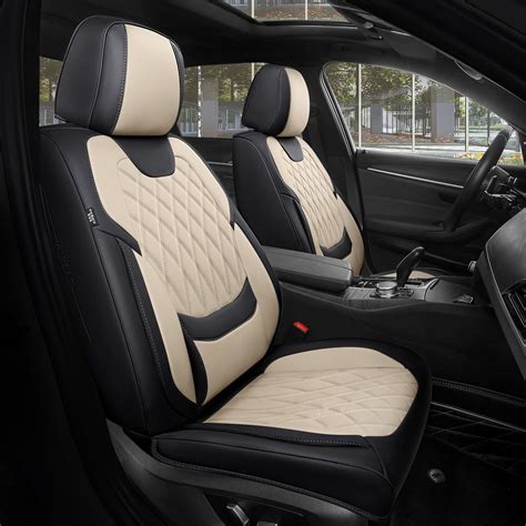 freesoo black beige car seat covers full set faux nappa leather seat