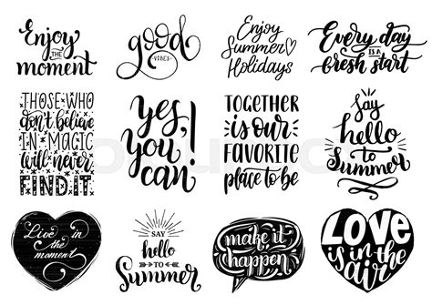 Vector Set Of Hand Lettering With Motivational Phrasescalligraphy