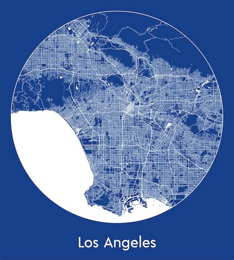 Premium Vector City Map Los Angeles United States North America Blue