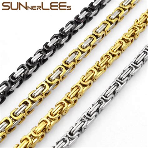 Stainless Steel 10mm Chain Necklaces Byzantine Byzantine Chain Silver Jewelry Necklace