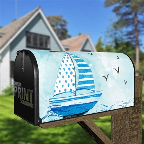 Cute Blue Sailboat Decorative Curbside Farm Mailbox Cover Expert