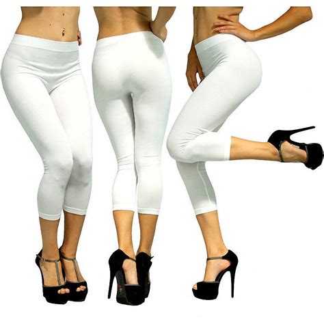 Alltopbargains Women Capri Leggings Seamless One Size Stretch Spandex