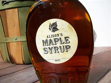 Custom Vintage Maple Syrup Bottle Labels Personalized Round