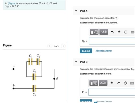 Solved In Figure 1 Each Capacitor Has C 410 Uf And Vab