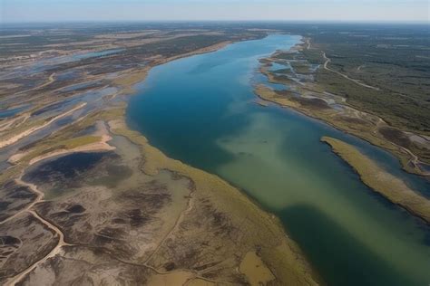 Premium Photo Aerial View Of Chemically Polluted Water Body