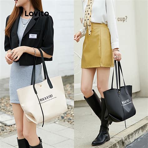 Lovito Women Casual Letter Colorblock Bag LFA11300 Shopee Philippines