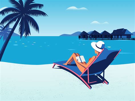 Girl Relaxing On Beach By 36duc Beach Illustration Flat Design