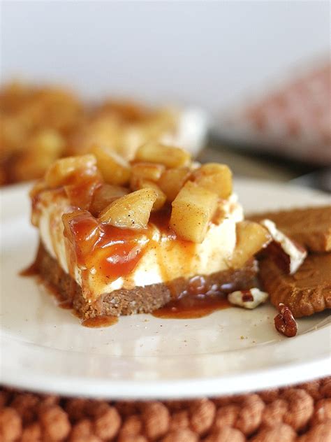 No Bake Caramel Apple Cheesecake Bars With Biscoff Pecan Crust Cake By Courtney