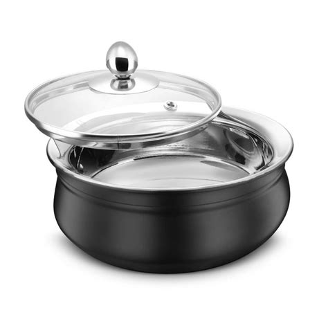 Buy Fns Relish Stainless Steel Black Finish Double Wall Handi With