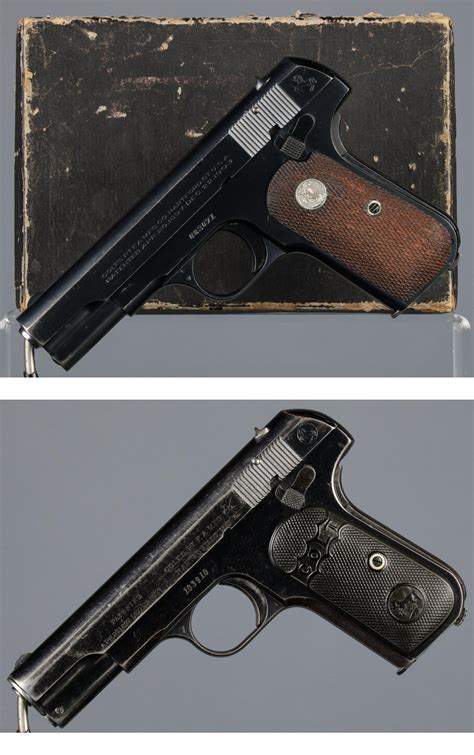 At Auction Two Colt Model 1903 Pocket Hammerless Semi Automatic Pistols