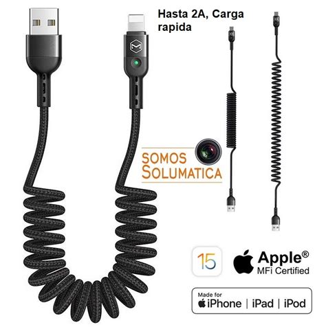 Cable Usb Lightning Carga Rapida Espiral Para Auto Mcdodo