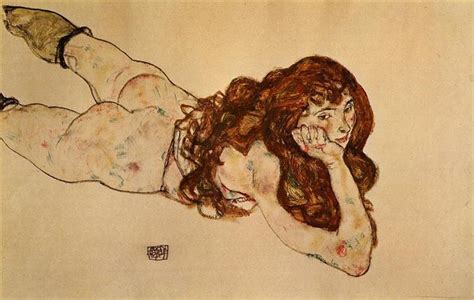 Female Nude Lying On Her Stomach Egon Schiele Wikiart Org