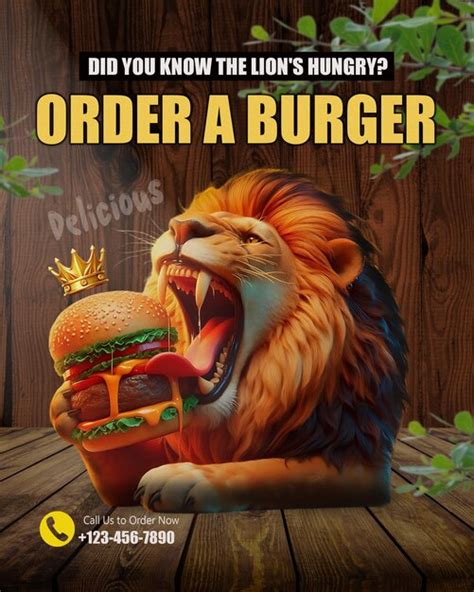 Premium PSD | A hungry lion burger