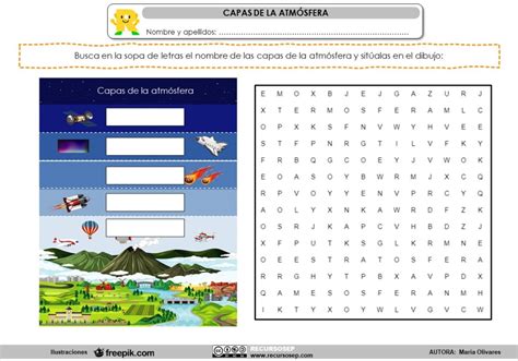 Sopa De Letras Capas De La Atmósfera