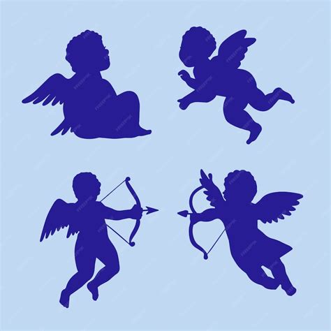 Premium Vector | Hand drawn baby angel silhouette illustration