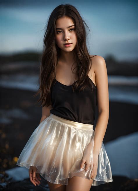 Lexica Portrait Of Beautiful Brunette 18 Year Old With Off White Semi Translucent Liquid