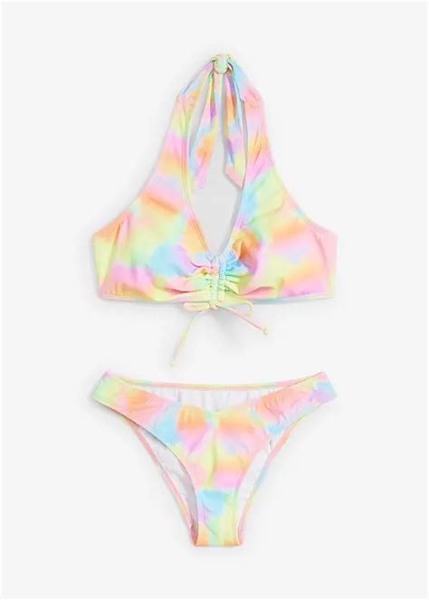 Schöner Neckholder Bikini mit modischem Druck bunt bonprix
