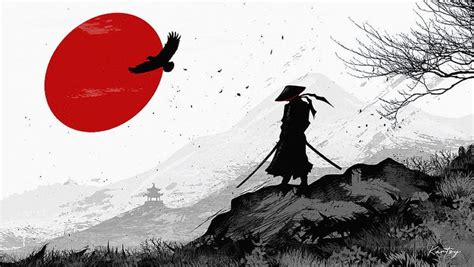 samurai, warrior, silhouette, art, black and white, HD wallpaper ...