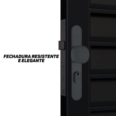 Fechadura Externa Perfil Serralheiro Estreita Preto Stam Fech 501 502