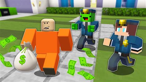 Jj And Mikey In Roblox Police Challenge In Minecraft Maizen Animation